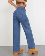 Women's High Waist Baggy Cargo Jeans