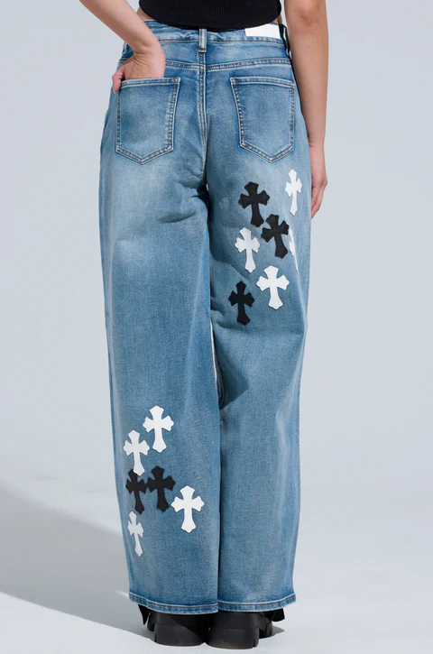 Take Me To Church Patchwork Denim Jean