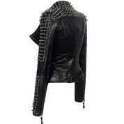 Steampunk Jackets: Rivet Detail Faux Leather Biker Jacket