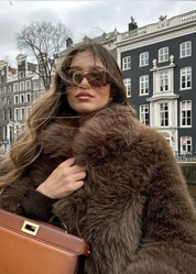 Vintage Cropped Faux Fur Jacket – Elegant Winter Style