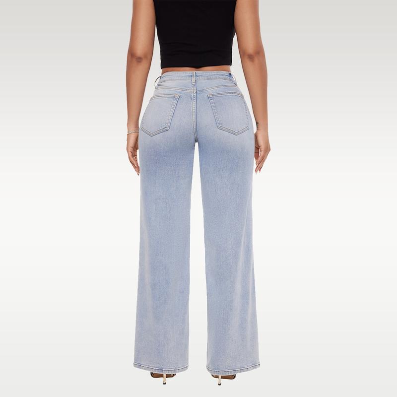 Plus Size Mid-low Rise Baggy Wide Leg Jeans