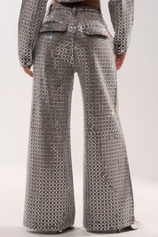 Pick N Choose Rhinestone Wide Leg Denim In Grey