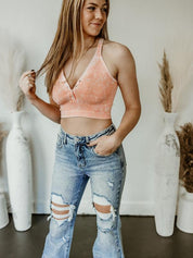 Exclusive Risen Acid Wash Tummy Control High Rise Distressed Flare Jeans