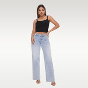 Plus Size Mid-low Rise Baggy Wide Leg Jeans