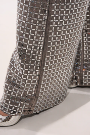 Pick N Choose Rhinestone Wide Leg Denim In Grey