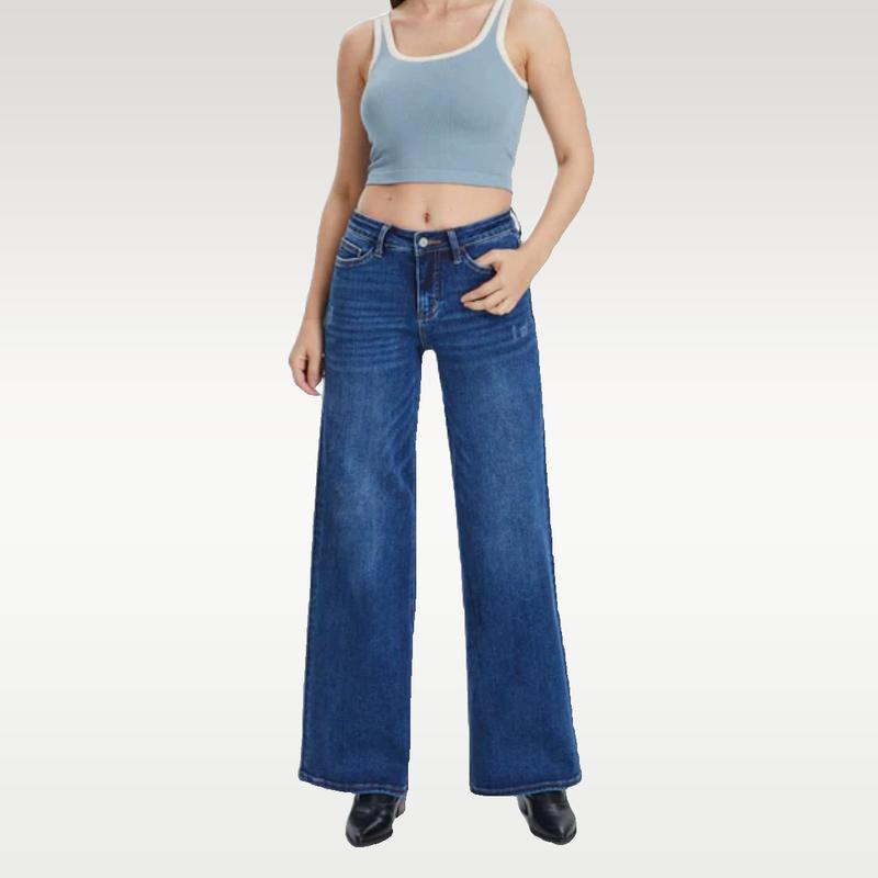 Plus Size Mid-low Rise Baggy Wide Leg Jeans