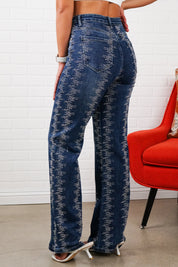 Shelby Rhinestone Straight-Leg Jeans