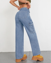 Women's High Waist Baggy Cargo Jeans