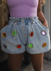 Bejeweled Denim Shorts