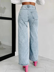 High Waisted Embellished Cut-Out Jeans