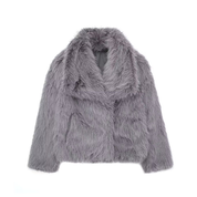 Vintage Cropped Faux Fur Jacket – Elegant Winter Style