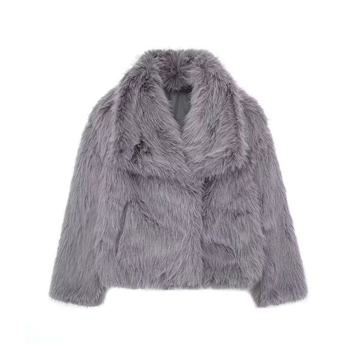 Vintage Cropped Faux Fur Jacket – Elegant Winter Style