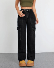 Women's High Waist Baggy Cargo Jeans