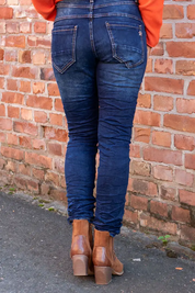 Wash Stretchy Button Fly Mid Rise Skinny Jeans