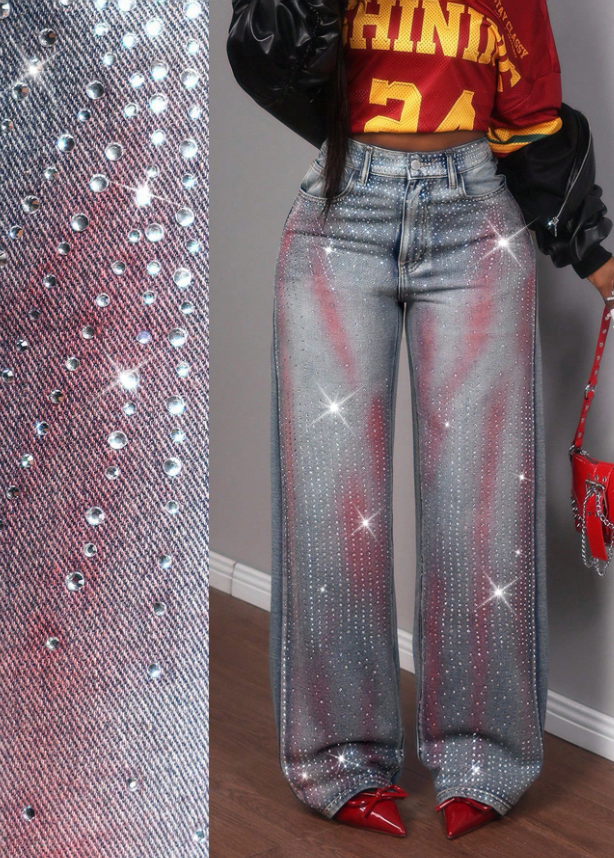 Daydreaming Embellished Straight Leg Jeans - Medium Wash