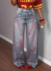 Daydreaming Embellished Straight Leg Jeans - Medium Wash