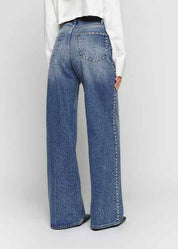 High Waist Studded Wide Leg Jeans