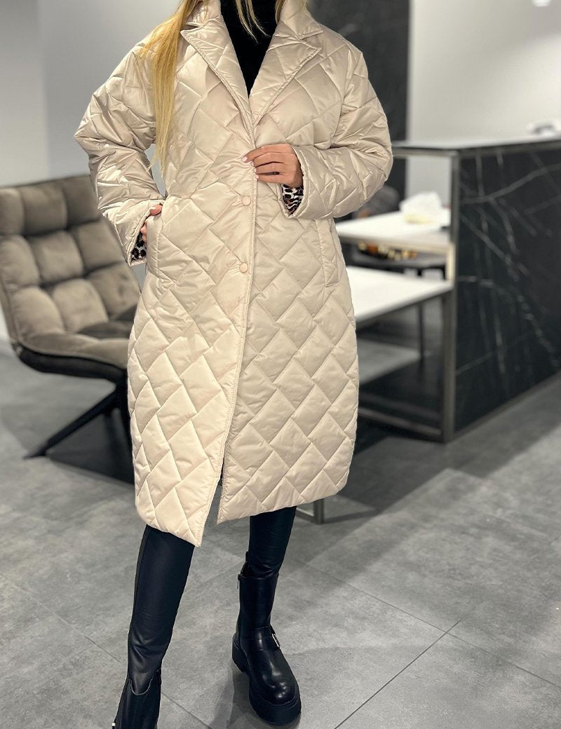 Women's Casual Lapel Mid-length Cotton Coat
