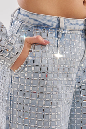 Pick N Choose Rhinestone Wide Leg Denim
