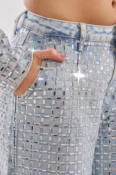 Pick N Choose Rhinestone Wide Leg Denim