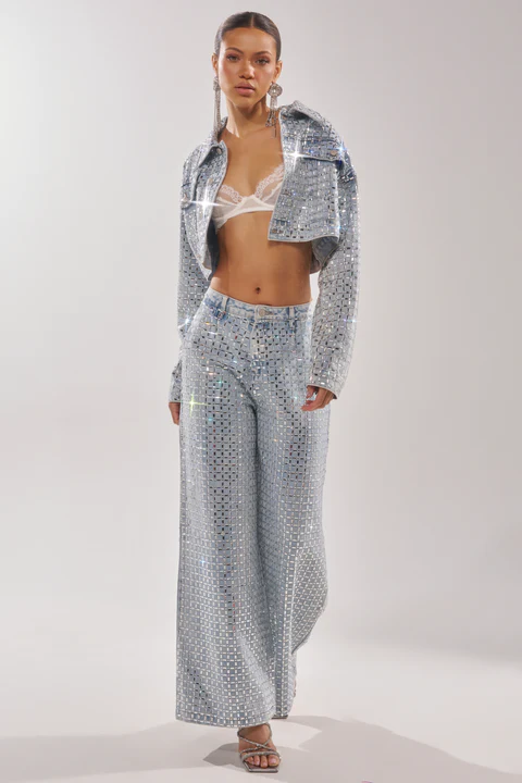 Pick N Choose Rhinestone Wide Leg Denim