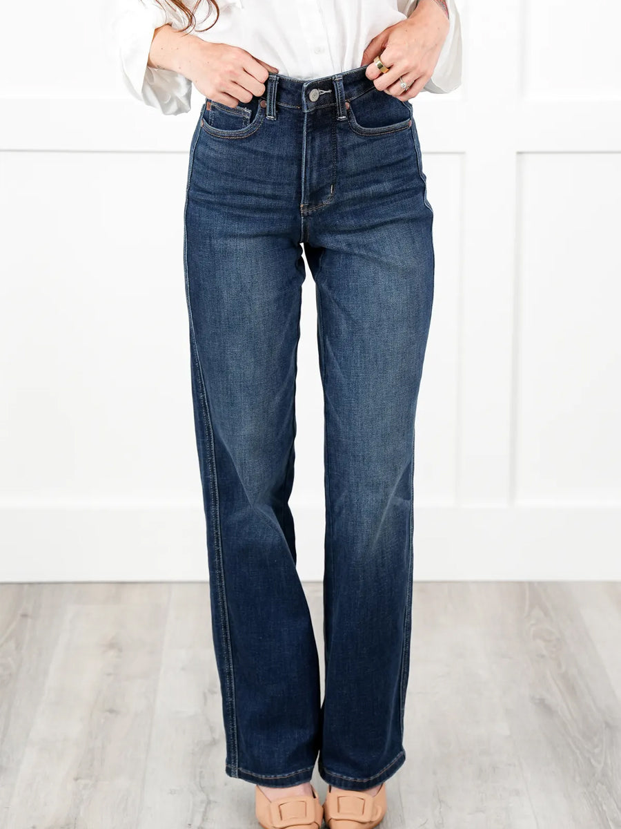 Timeless Obsession Dark Wash Tummy Control Classic Straight Leg Jeans