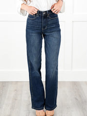 Timeless Obsession Dark Wash Tummy Control Classic Straight Leg Jeans