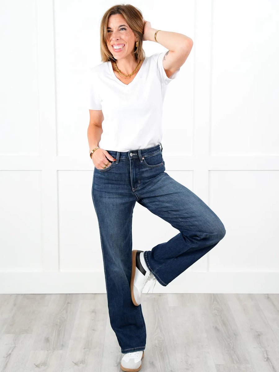 Timeless Obsession Dark Wash Tummy Control Classic Straight Leg Jeans