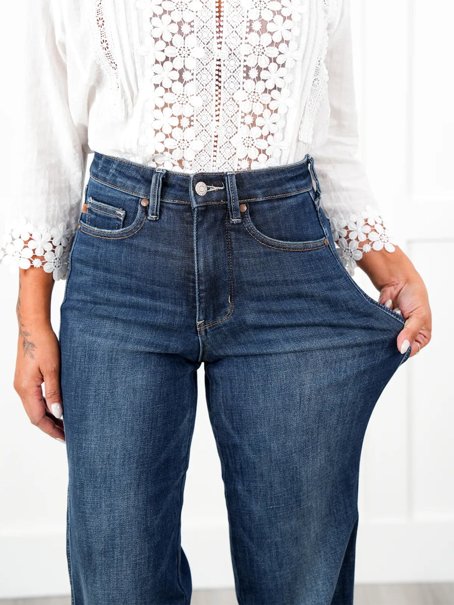 Timeless Obsession Dark Wash Tummy Control Classic Straight Leg Jeans