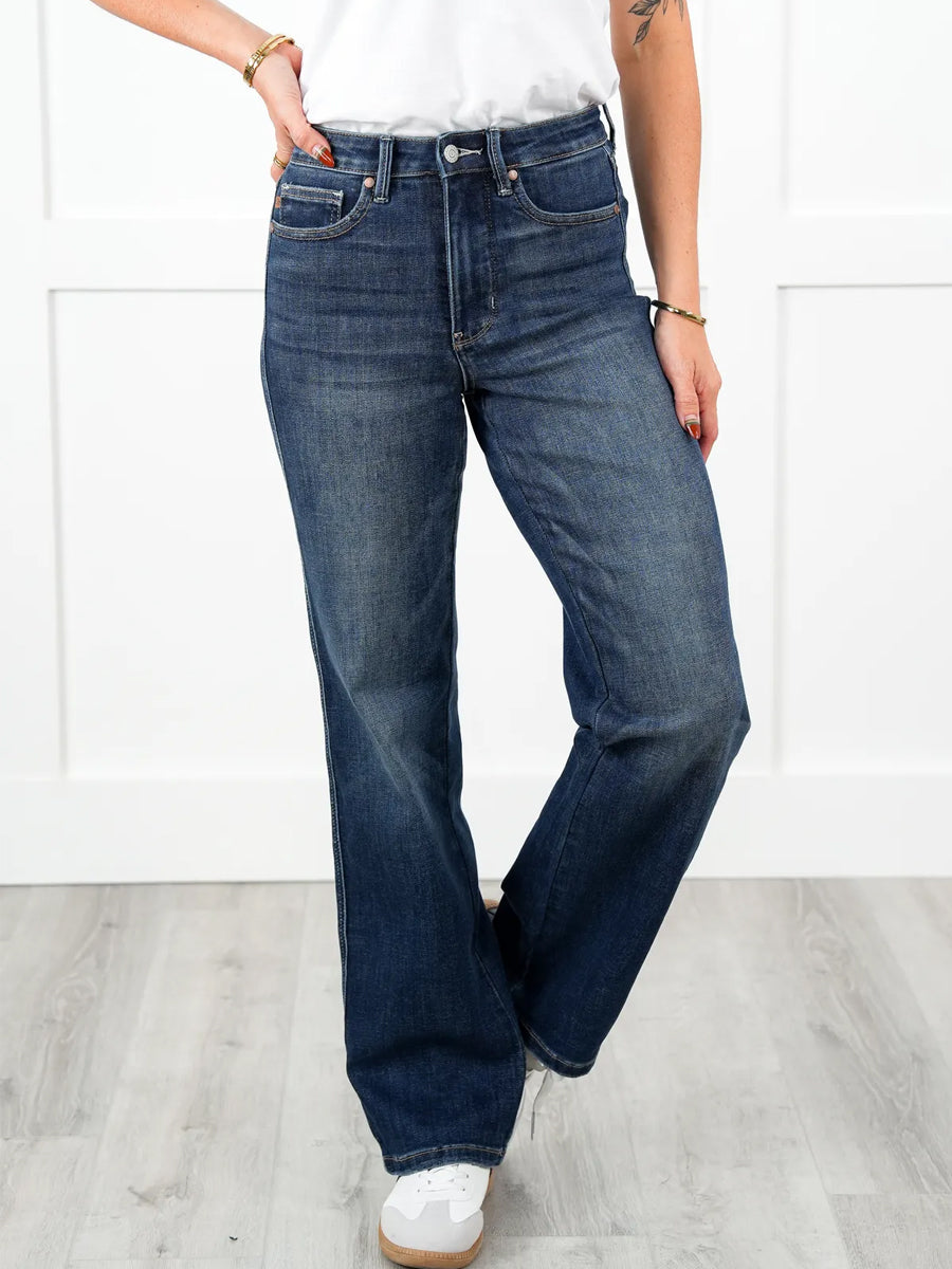 Timeless Obsession Dark Wash Tummy Control Classic Straight Leg Jeans