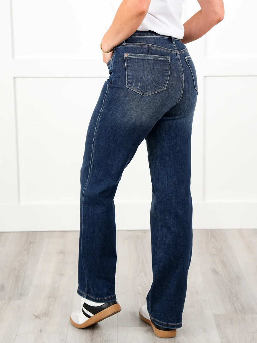 Timeless Obsession Dark Wash Tummy Control Classic Straight Leg Jeans
