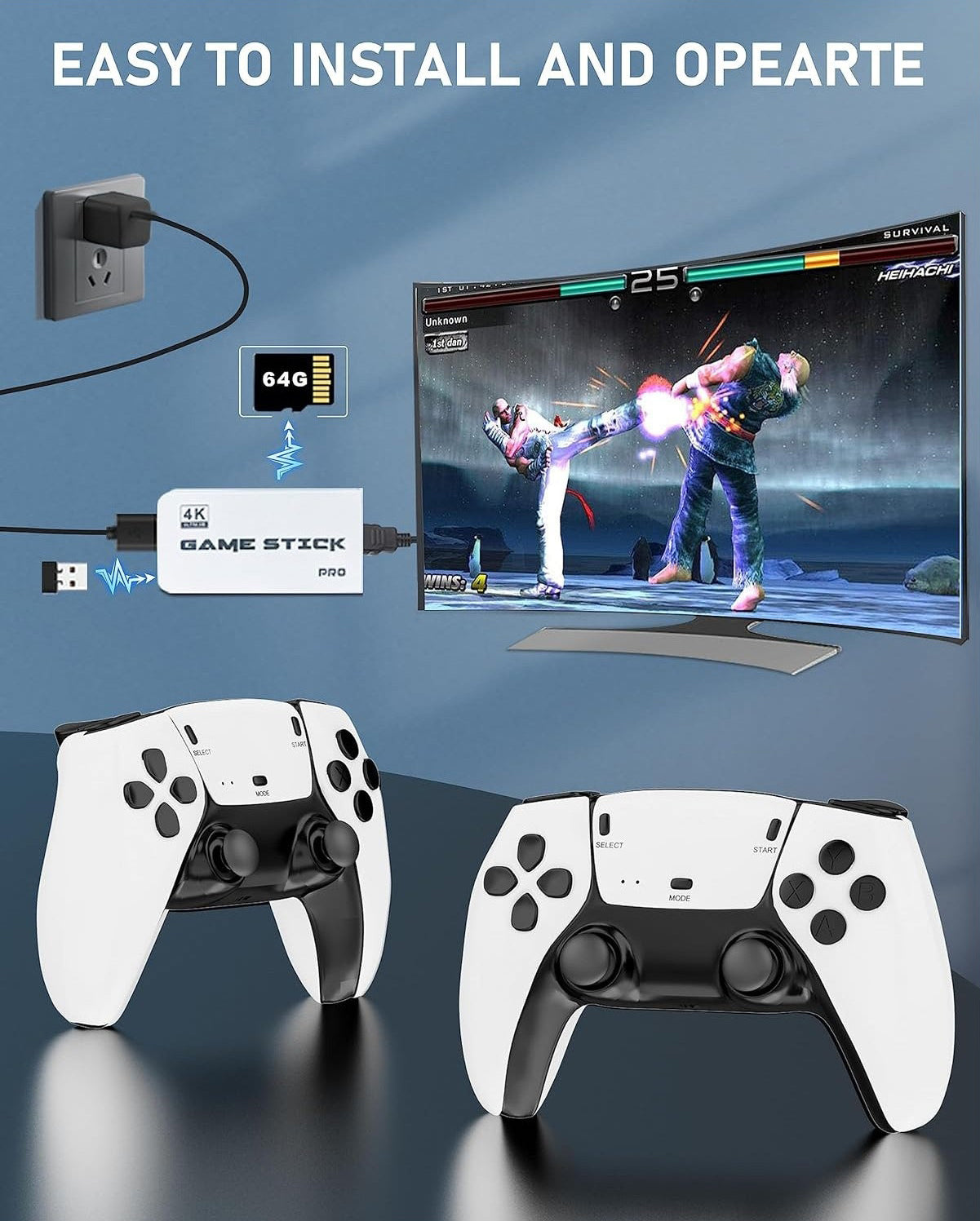 20000+ Games Wireless Retro Game Stick, Vintage Game Stick HD Output System Built in 23 Emulators Plug and Play Video Game