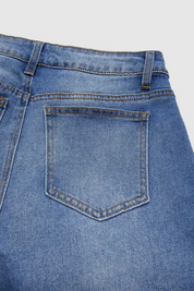 Cut Out Roll Hem Raw Hem Asymmetrical High Waist Straight Leg Jeans